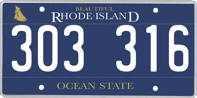 RI license plate 303316