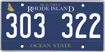 RI license plate 303322