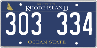 RI license plate 303334