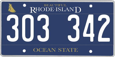 RI license plate 303342