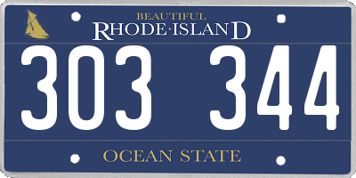 RI license plate 303344