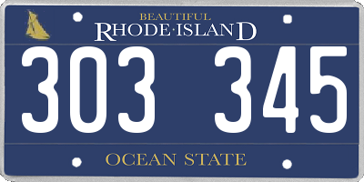 RI license plate 303345