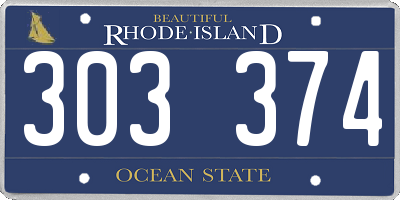 RI license plate 303374