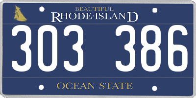 RI license plate 303386