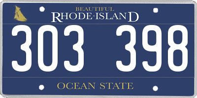 RI license plate 303398