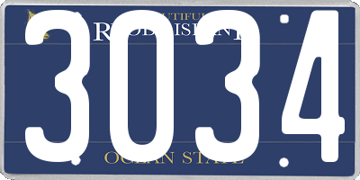 RI license plate 3034