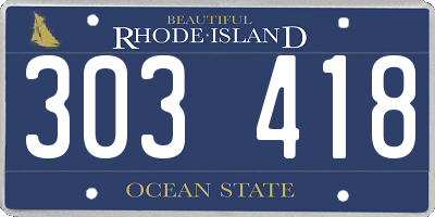 RI license plate 303418