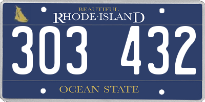 RI license plate 303432