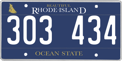 RI license plate 303434