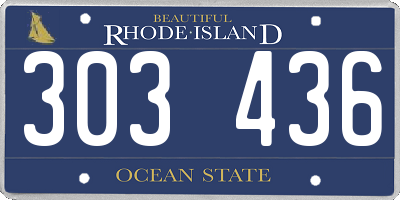 RI license plate 303436
