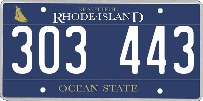 RI license plate 303443