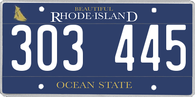 RI license plate 303445