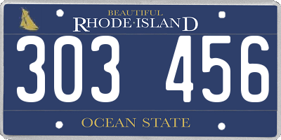 RI license plate 303456