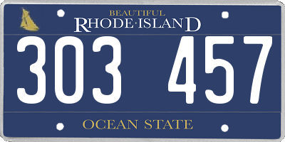RI license plate 303457