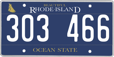 RI license plate 303466