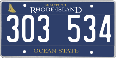 RI license plate 303534
