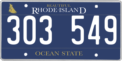 RI license plate 303549