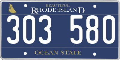 RI license plate 303580