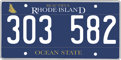 RI license plate 303582