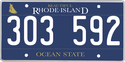 RI license plate 303592