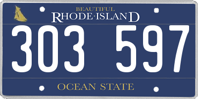 RI license plate 303597