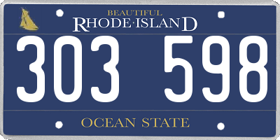 RI license plate 303598