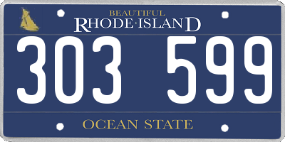 RI license plate 303599