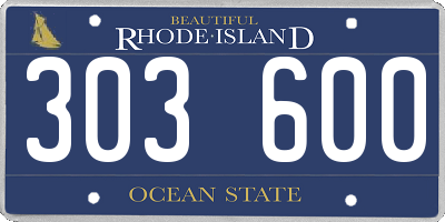RI license plate 303600