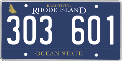 RI license plate 303601