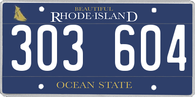 RI license plate 303604