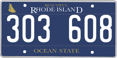 RI license plate 303608