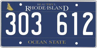 RI license plate 303612