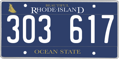RI license plate 303617