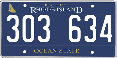 RI license plate 303634
