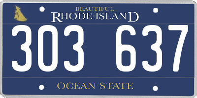 RI license plate 303637