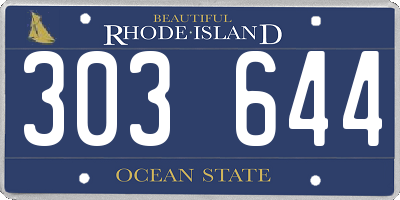 RI license plate 303644