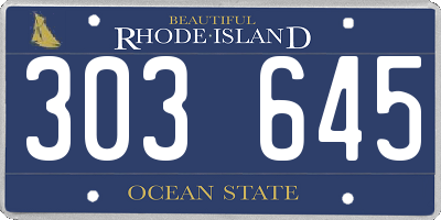 RI license plate 303645
