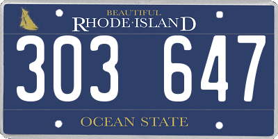 RI license plate 303647