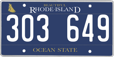 RI license plate 303649