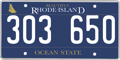 RI license plate 303650