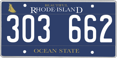 RI license plate 303662