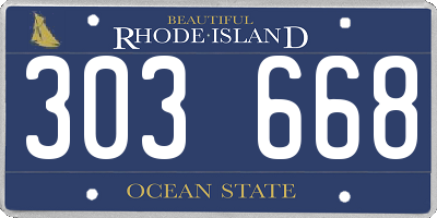 RI license plate 303668