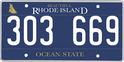 RI license plate 303669