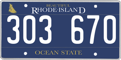RI license plate 303670