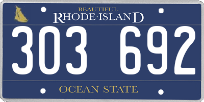 RI license plate 303692