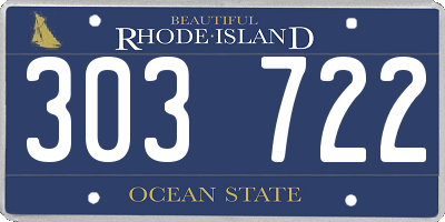 RI license plate 303722