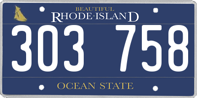 RI license plate 303758