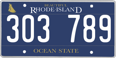 RI license plate 303789