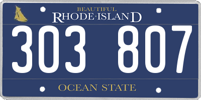 RI license plate 303807