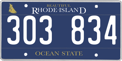 RI license plate 303834